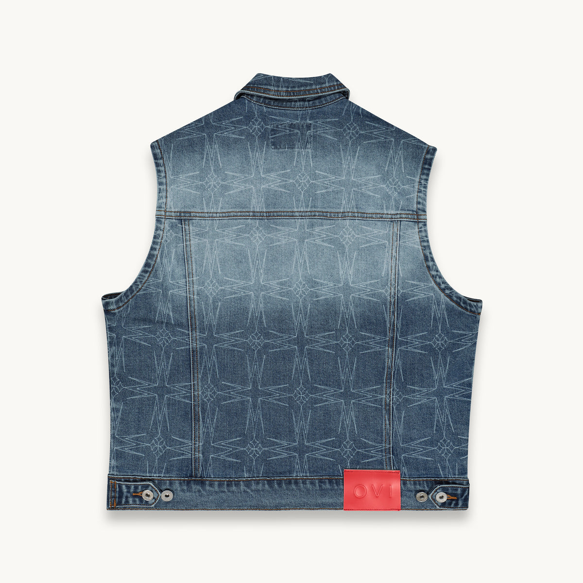 OVI STONEWASH MONOGRAM DENIM WAISTCOAT