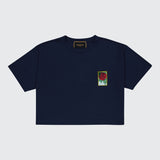 BLOOM LADIES CROPPED T-SHIRT, NAVY