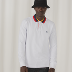 TSHEPO Model in white long sleeve polo