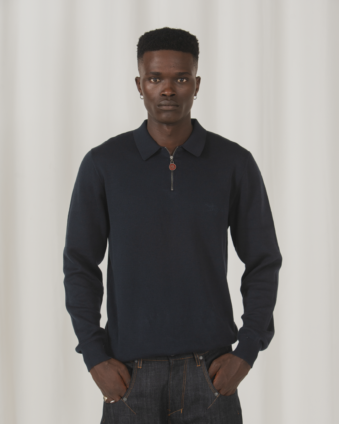 KNITTED LONG SLEEVE POLO