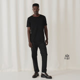 FLAG RIB NECKLINE - BLACK, WHITE