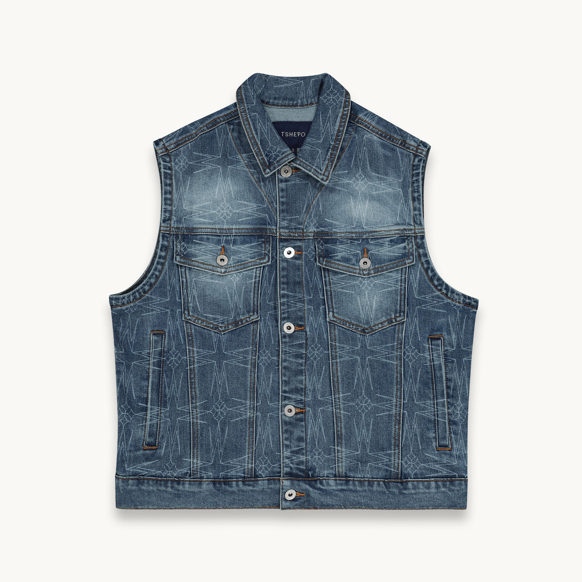 OVI STONEWASH MONOGRAM DENIM WAISTCOAT
