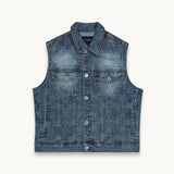 OVI STONEWASH MONOGRAM DENIM WAISTCOAT