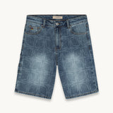 OVI STONEWASH MONOGRAM DENIM SHORTS