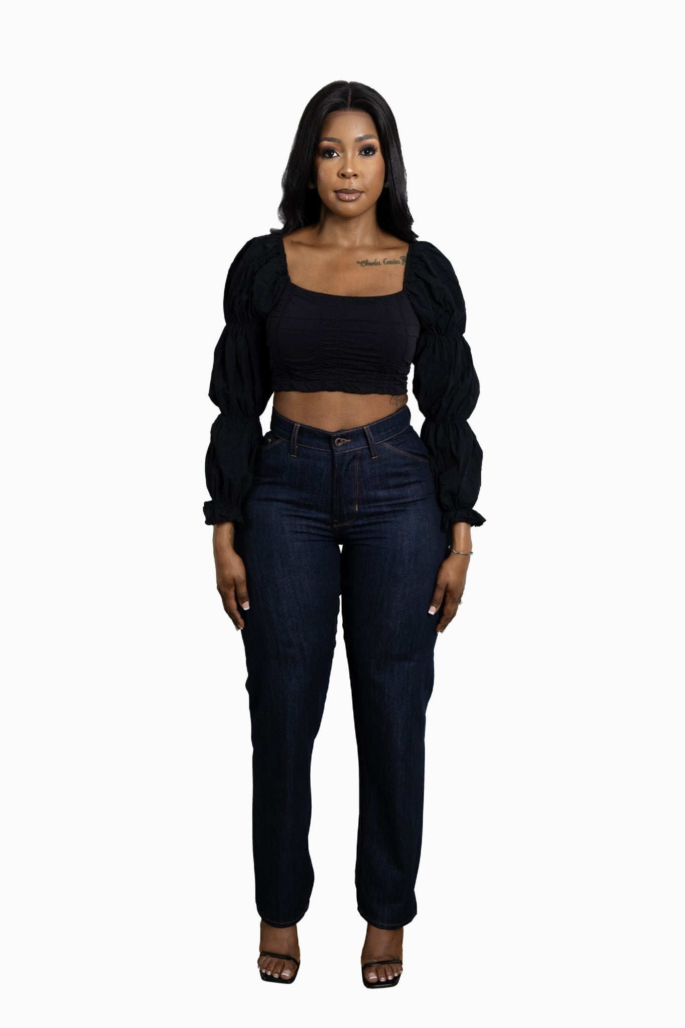 FRONT IMAGE OF THE TSHEPO RAW PAKISHA JEAN WORN BY TWAZZY