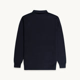 TSHEPO, KNITTED LONG SLEEVE POLO, NAVY