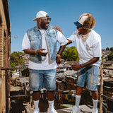 OVI MONOGRAM DENIM WAISTCOAT