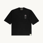 Front of Little Jeans black t-shirt