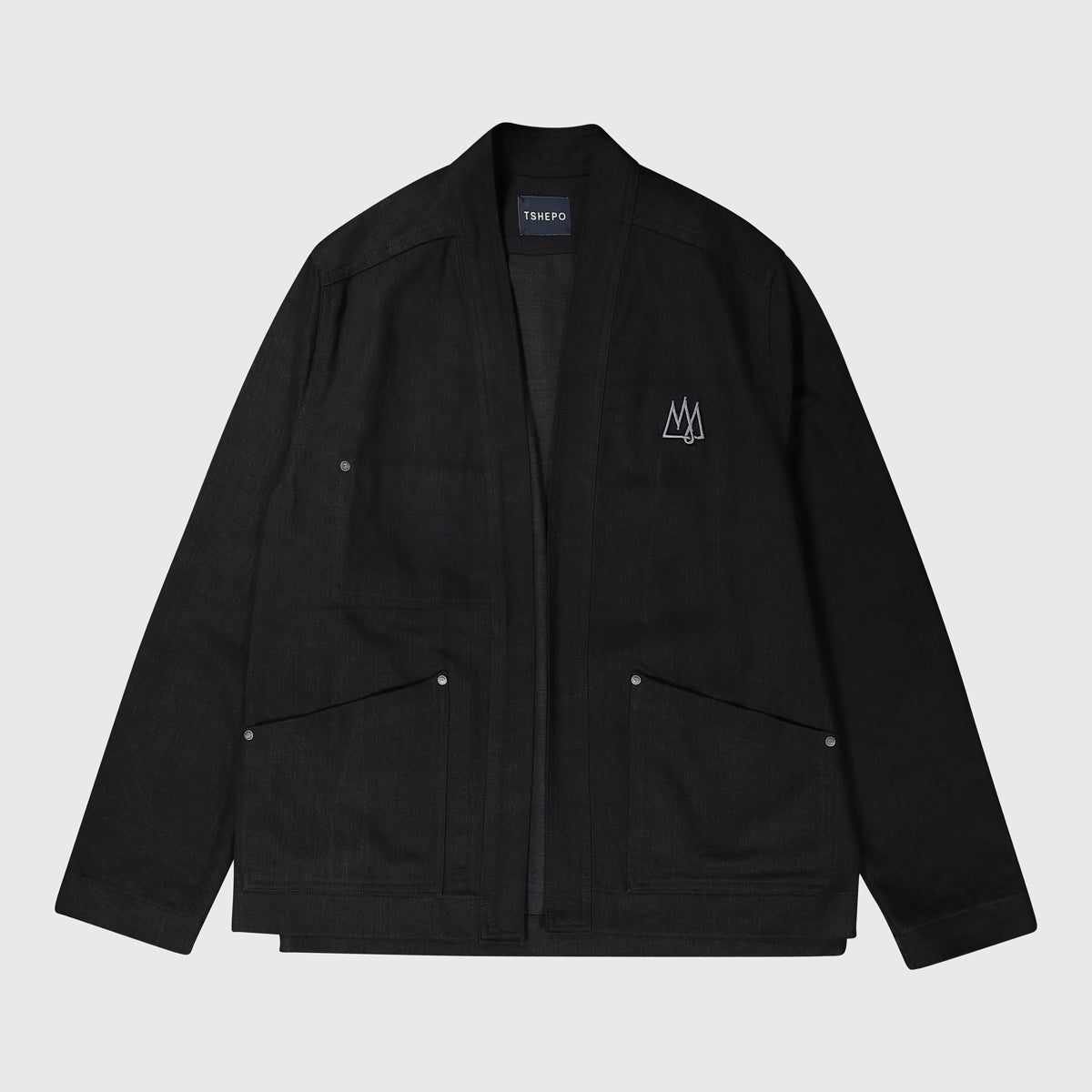 The front of the black TSHEPO Kimono