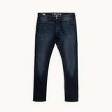 TSHEPO dark wash jeans front flat lay 
