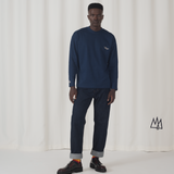 TSHEPO, SIGNATURE, OVERSIZED LONG SLEEVE T-SHIRT, NAVY