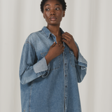 TSHEPO, LONG SLEEVE DENIM SHIRT, RINSE BLUE WASH