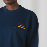 TSHEPO, POCKET FLAG, OVERSIZED LONG SLEEVE T-SHIRT, NAVY