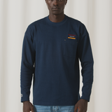 TSHEPO, POCKET FLAG, OVERSIZED LONG SLEEVE T-SHIRT, NAVY