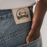 CROWN EMBROIDERY STRAIGHT FIT JEANS