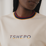 TSHEPO FLAG RIBBED T-SHIRT IVORY