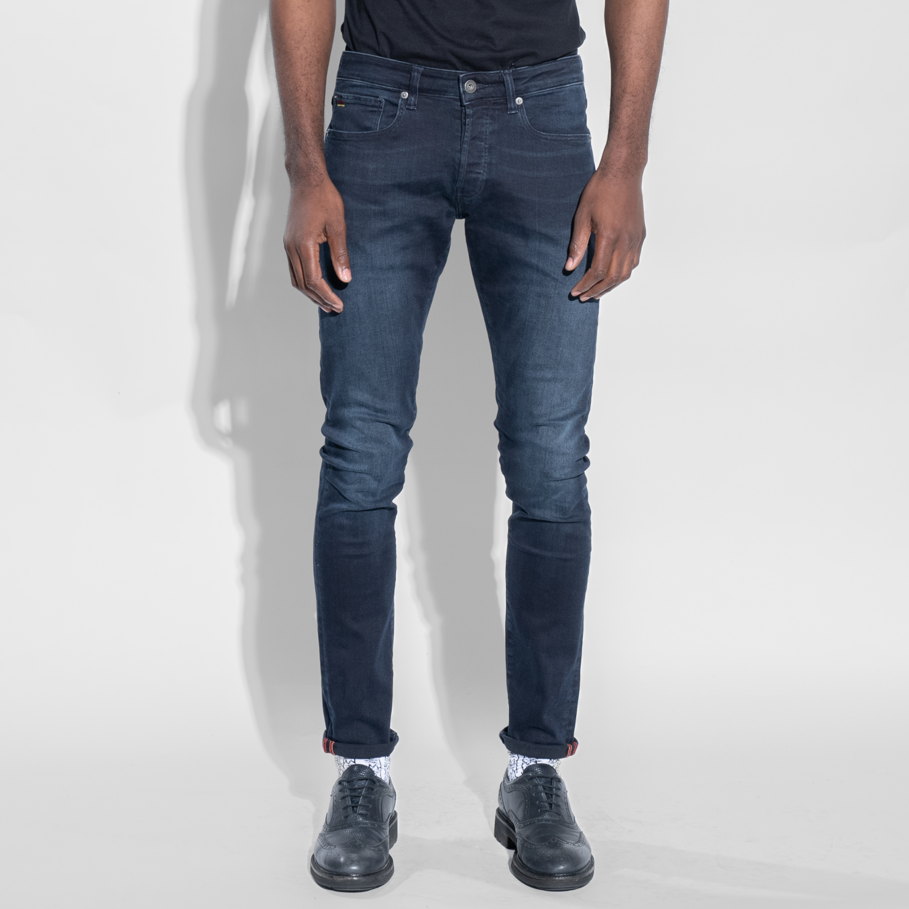 Washed blue men's jeans
